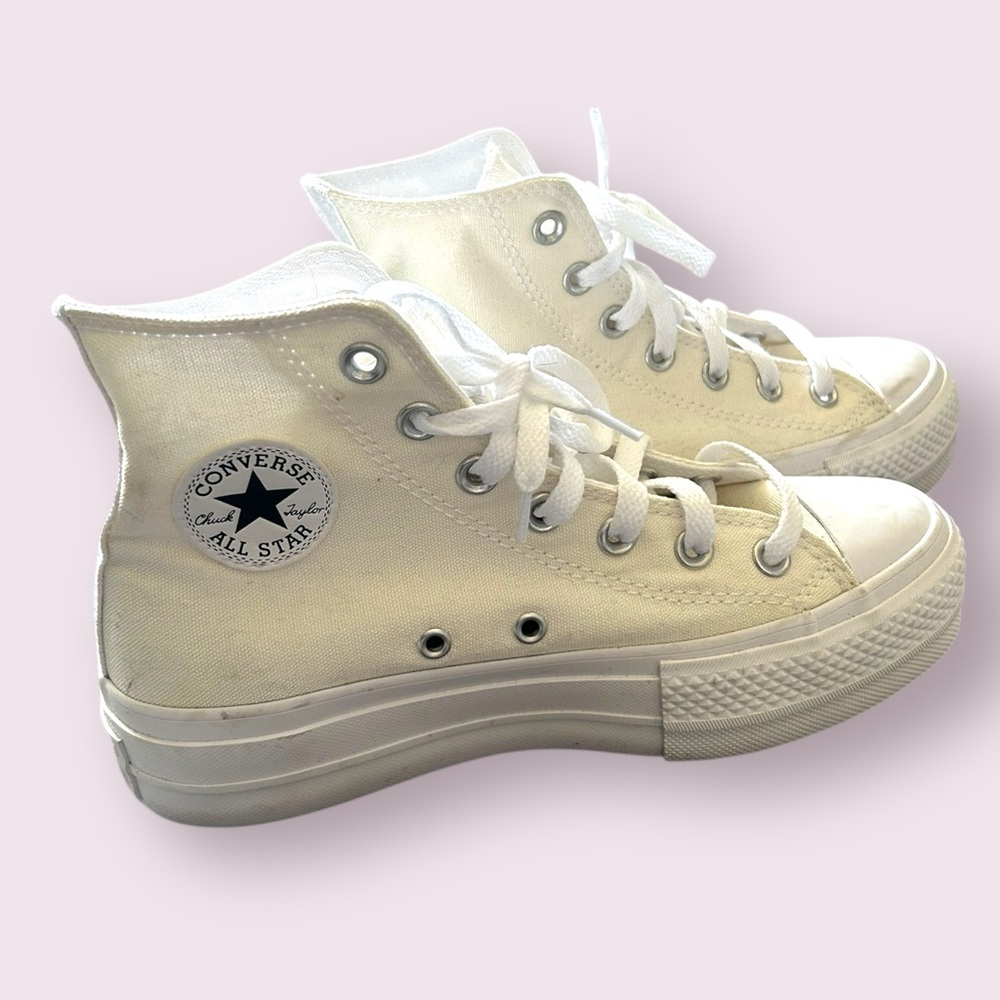 Converse Chuck Taylor All Star High Platform Sneakers Cream White Size 6